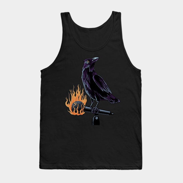 Burning microphone with black crow Tank Top by Art Deck